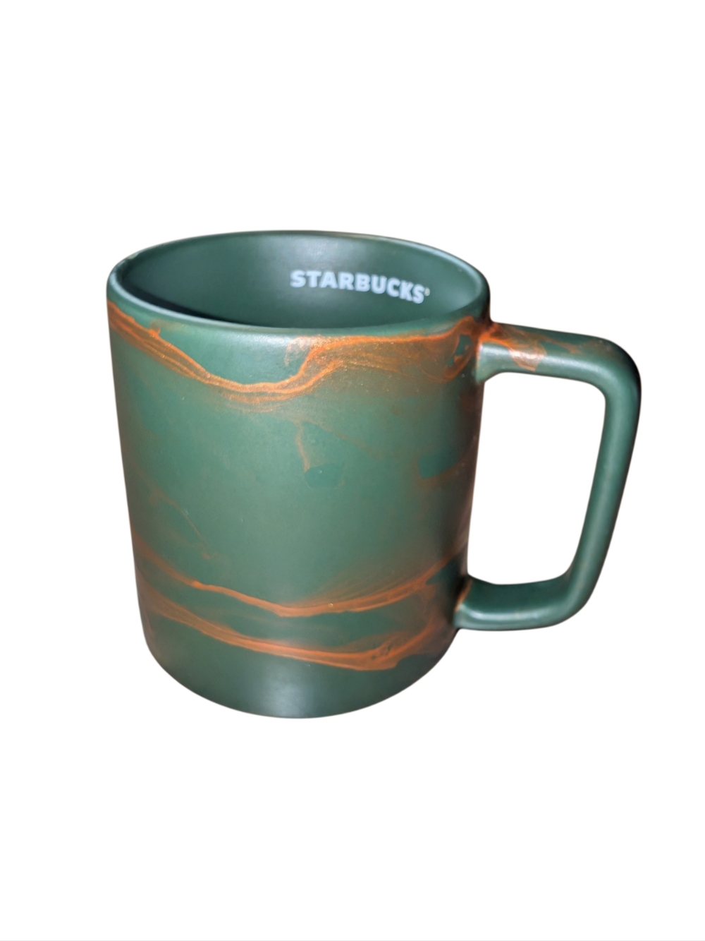Starbucks 12Fl Oz Green and Copper Ceramic Mug